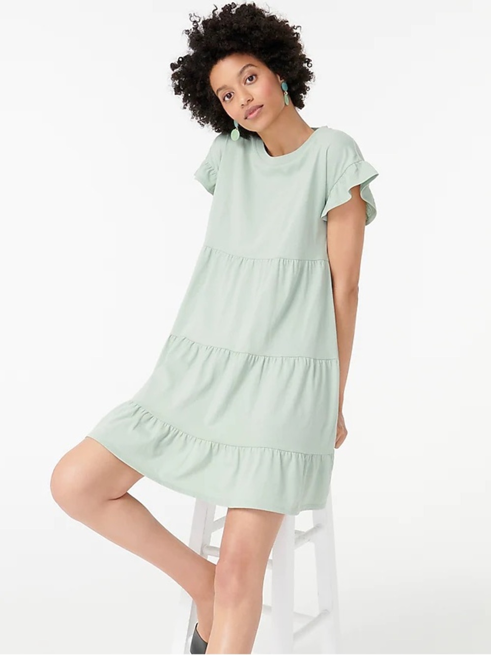 J Crew Tiered dress in broken-in jersey
